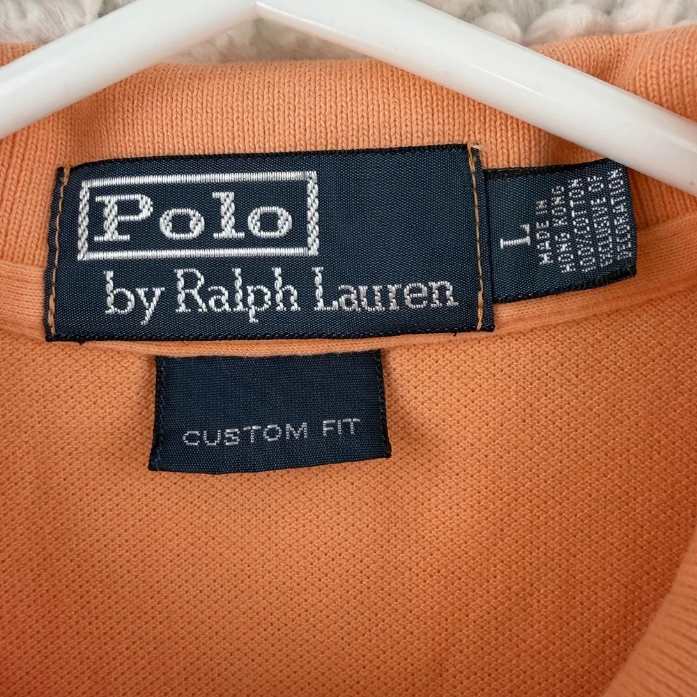 Polo By Ralph Lauren Polo Shirt Mens Large Orange‎ Custom Fit Pony Logo Top